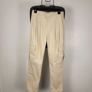 Hue Chino Soft Tapered Cargo Pants Linen Size M